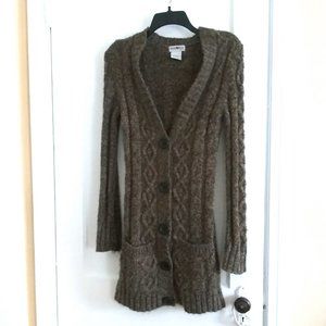 Urban Diva long Cardigan Brown Sweater Snap Button Down Vintage Size M